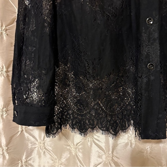 Cabi Black St. Regis Lace Button Front Blouse - Picture 4 of 9